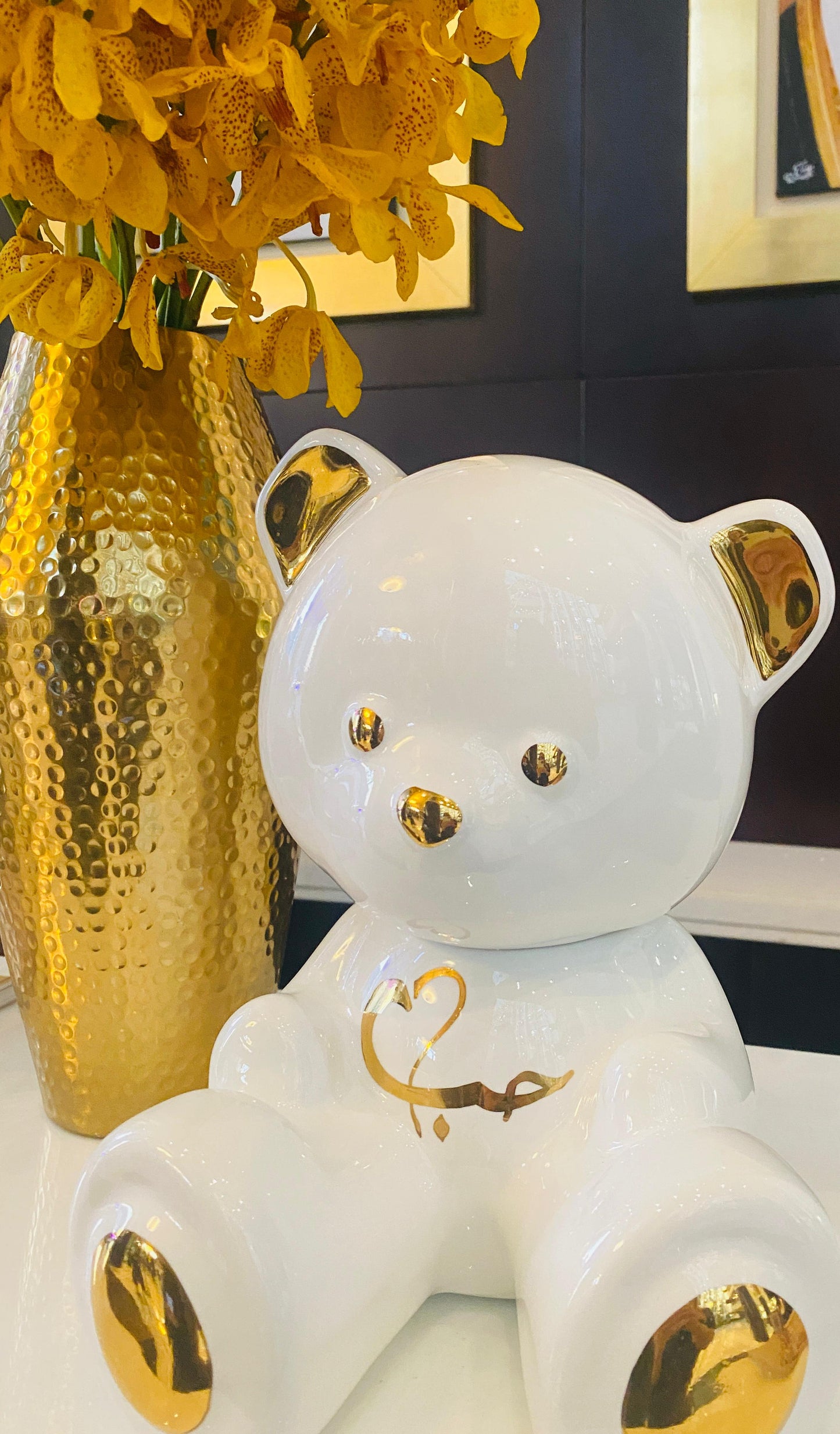 ARDOR - Small Bear, Arabic for Love, white and gold