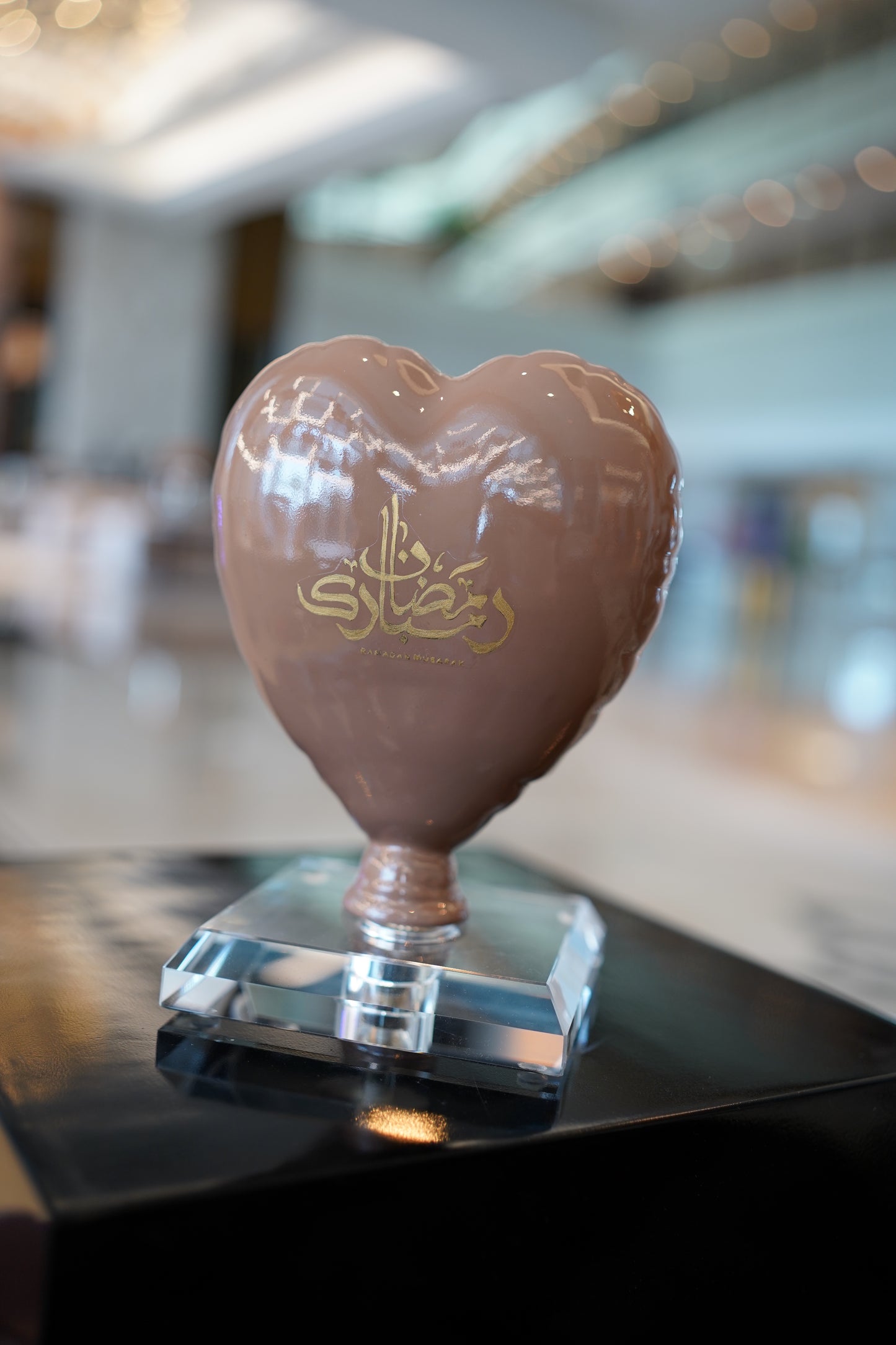 ARDOR - Heart, Arabic for Ramadan Mubarak, brown and gold
