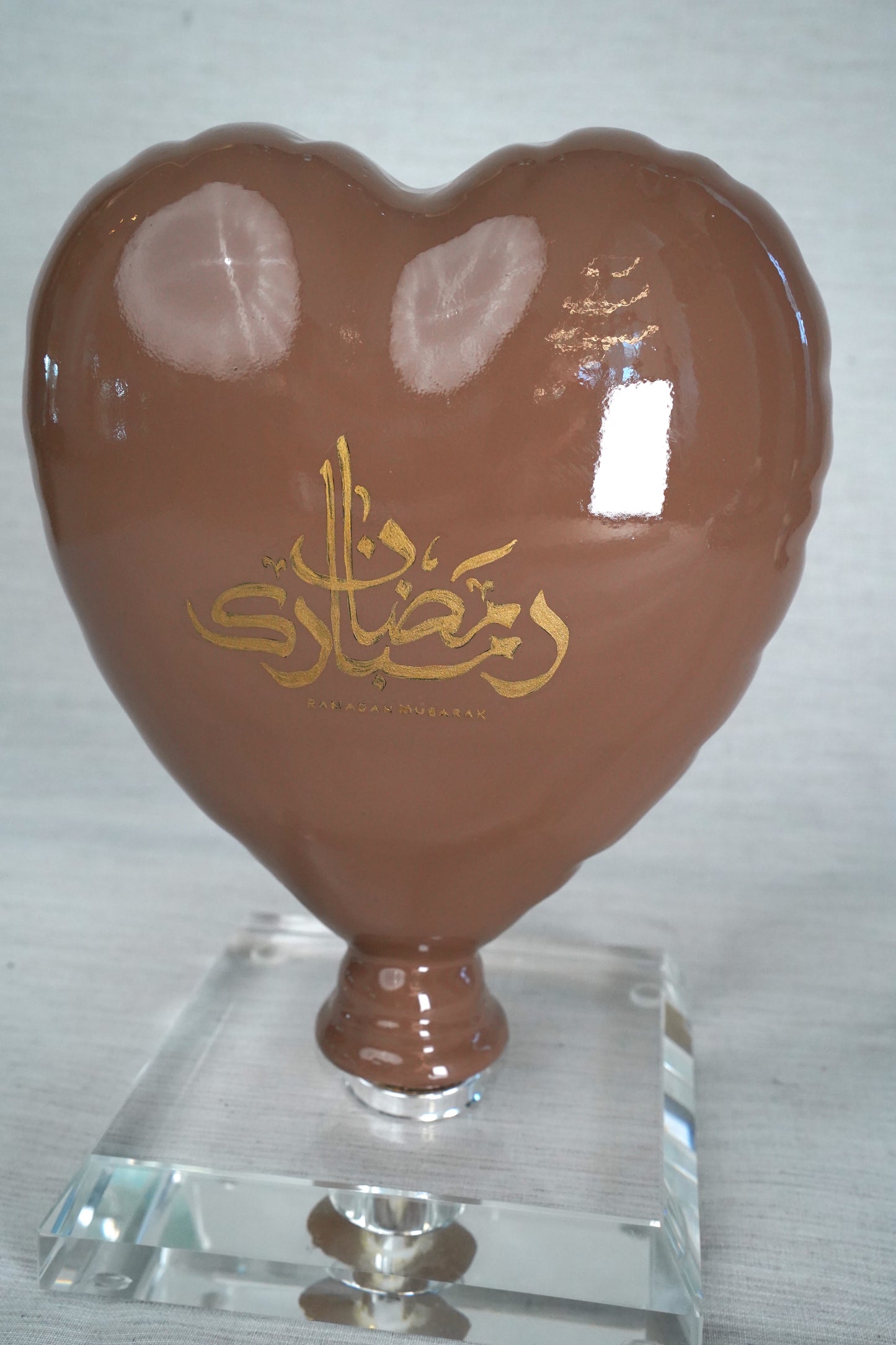 ARDOR - Heart, Arabic for Ramadan Mubarak, brown and gold