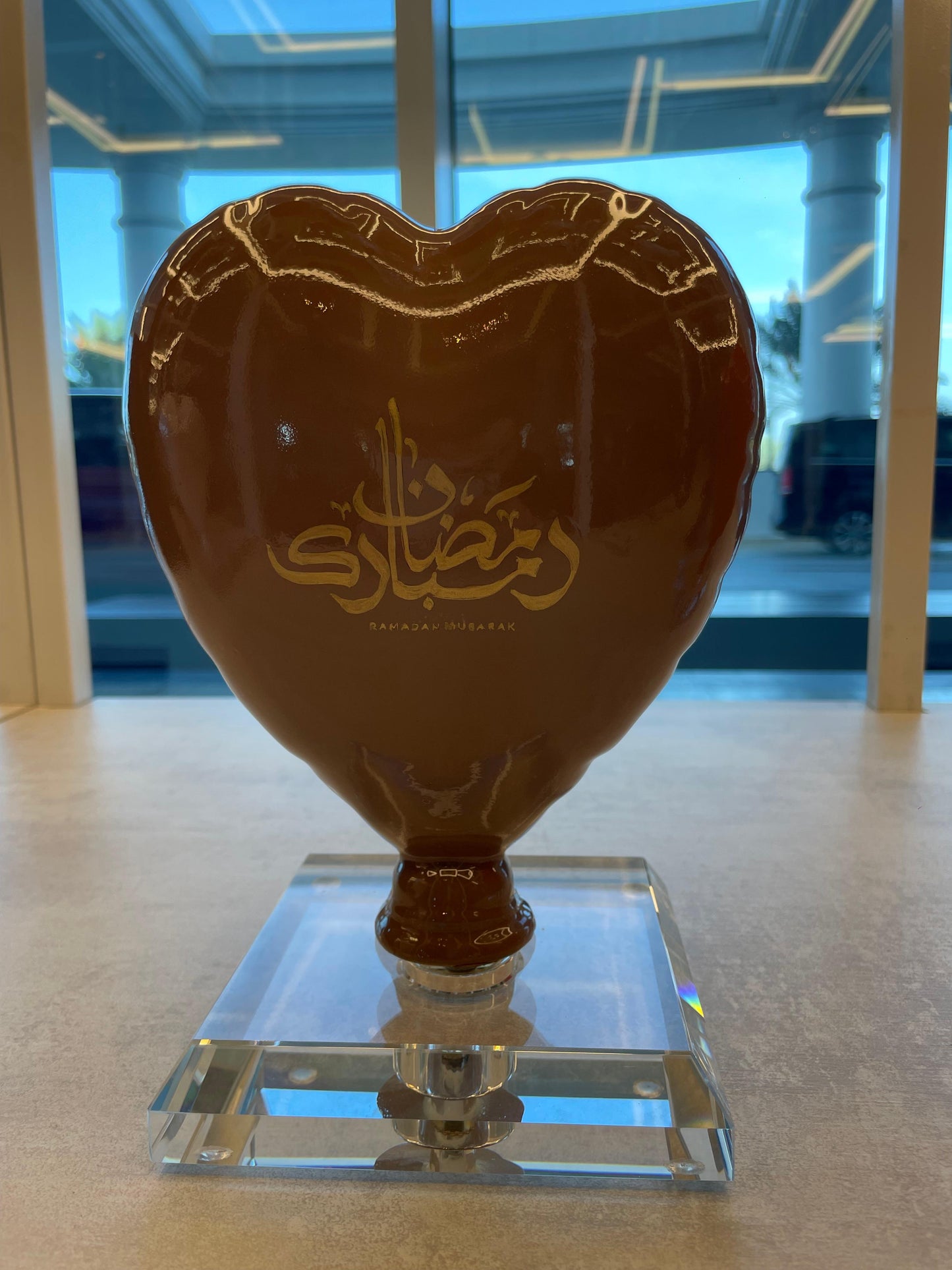 ARDOR - Heart, Arabic for Ramadan Mubarak, brown and gold