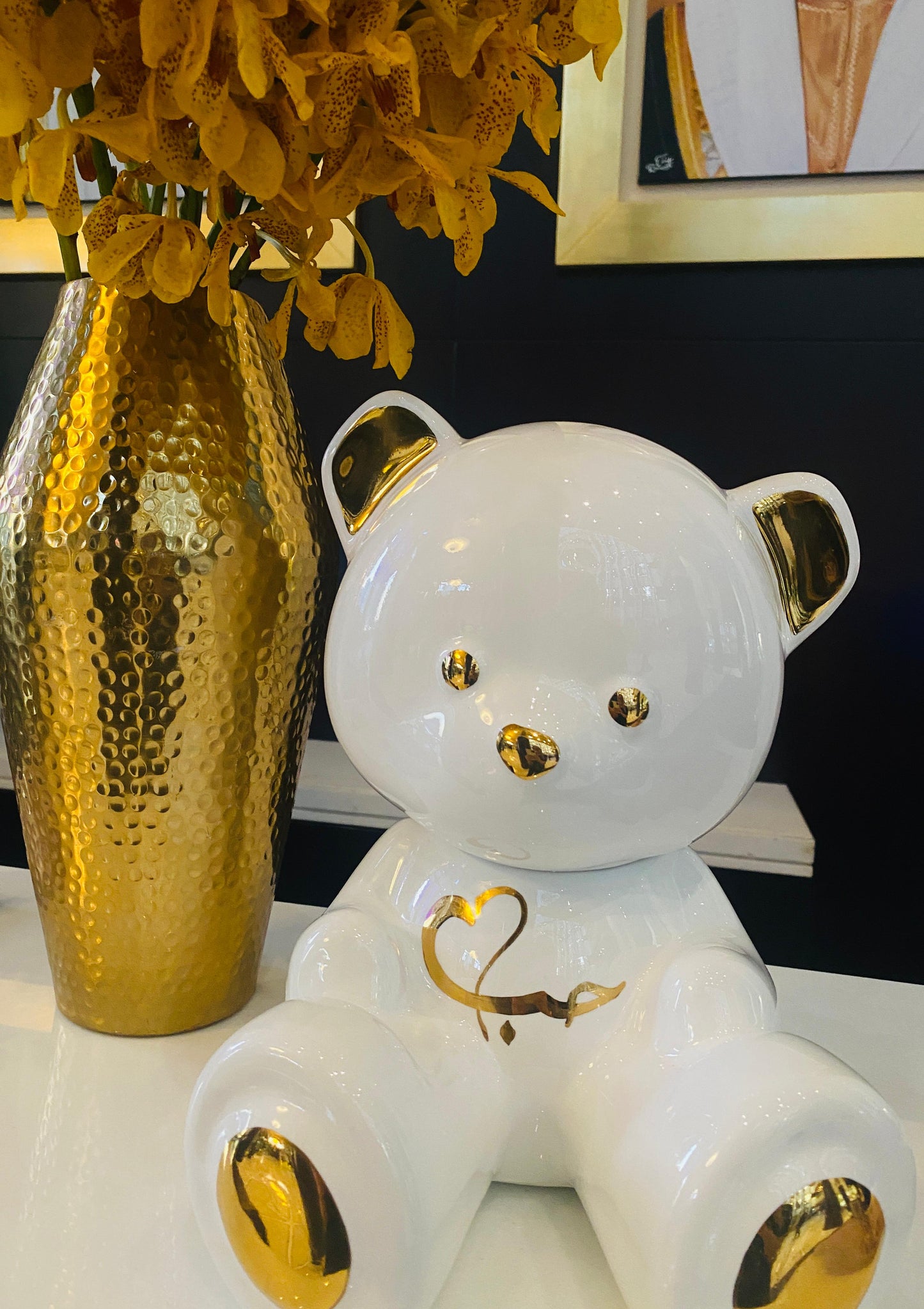 ARDOR - Small Bear, Arabic for Love, white and gold