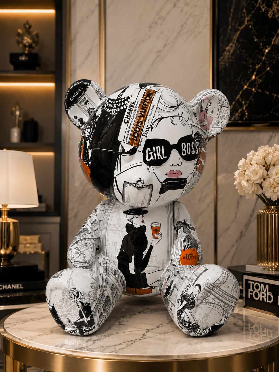ARTBYNAOR - 40cm Fashion Brands Collage, Teddy Bear