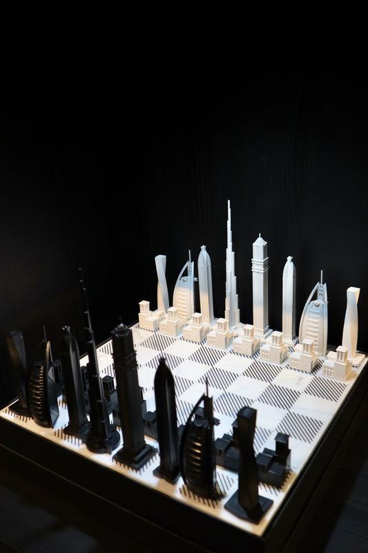 SKYLINE CITY CHESS - Acrylic Dubai Edition - Marble Board