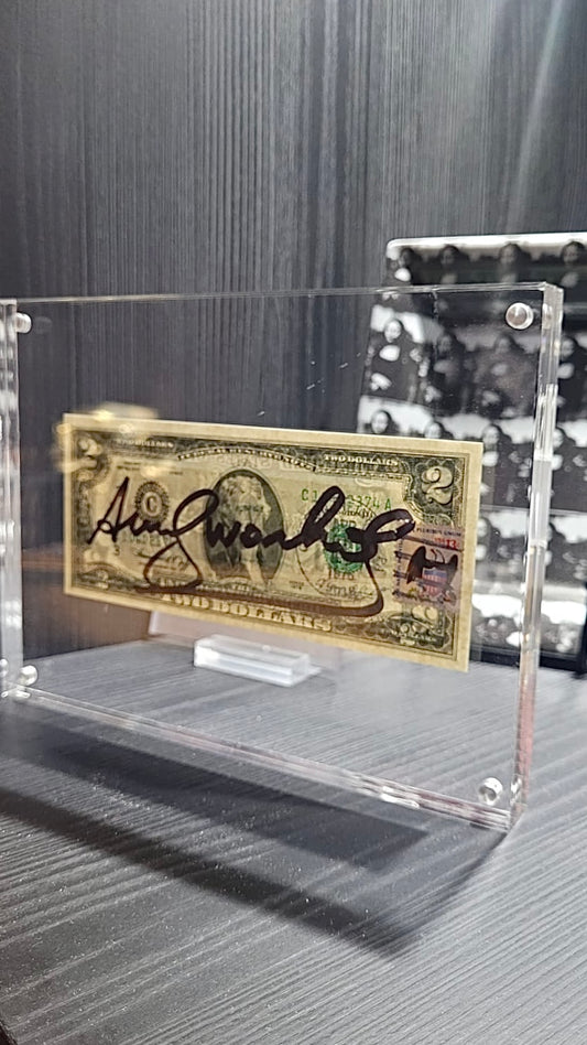 ANDY W - 2 dollar bill signed by Andy Warhol 1976