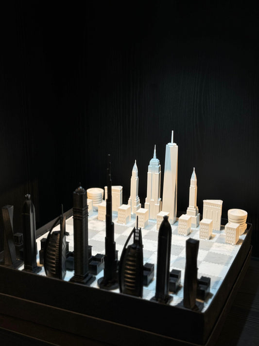 SKYLINE CITY CHESS - Acrylic New York VS Dubai Edition - Marble Board