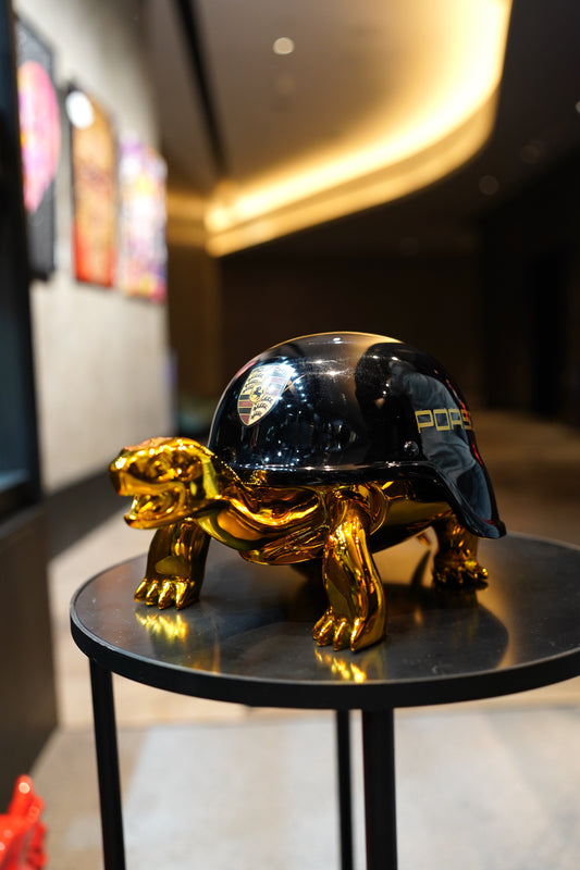 NAOR - 40cm Black Porsche Tribute, Chromed Turtle