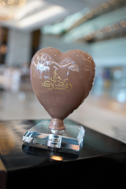 ARDOR - Heart, Arabic for Ramadan Mubarak, brown and gold