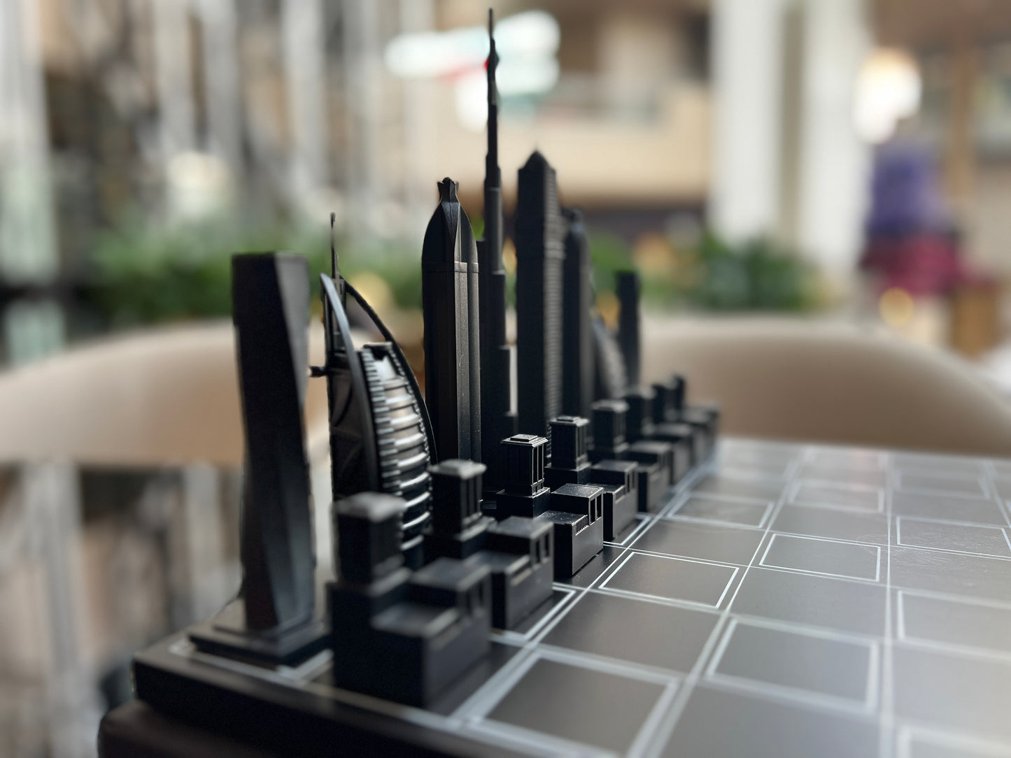 SKYLINE CITY CHESS - Acrylic Dubai Edition - Wooden Board