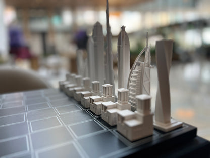 SKYLINE CITY CHESS - Acrylic Dubai Edition - Wooden Board