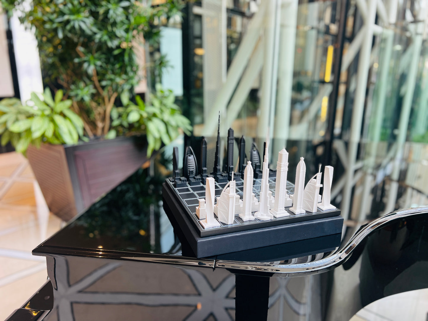 SKYLINE CITY CHESS - Acrylic Dubai Edition - Wooden Board