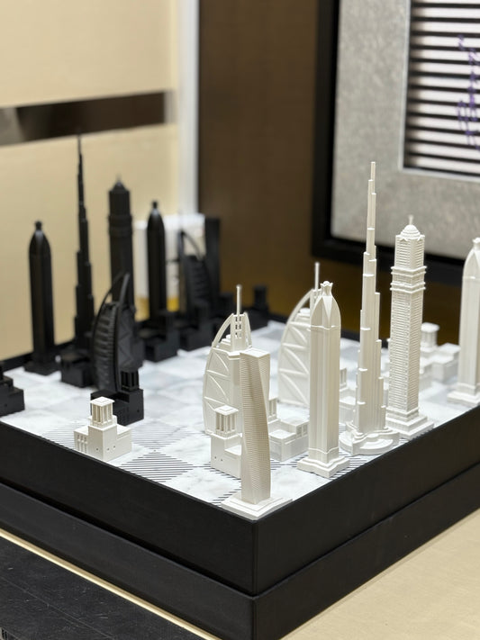 SKYLINE CITY CHESS - Acrylic Dubai Edition - Marble Board