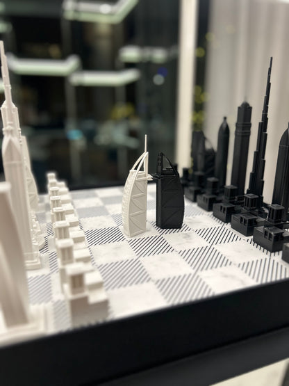 SKYLINE CITY CHESS - Acrylic Dubai Edition - Marble Board