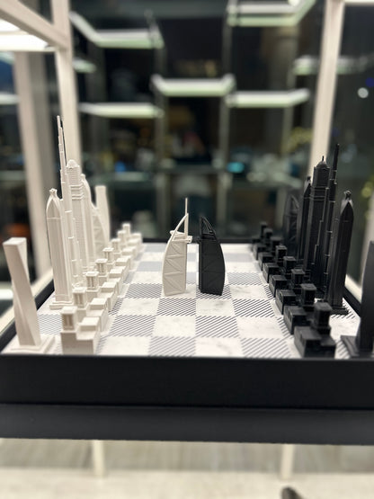 SKYLINE CITY CHESS - Acrylic Dubai Edition - Marble Board