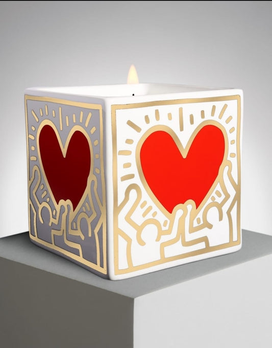 LIGNE BLANCHE - Keith Haring Square Running Heart Candle