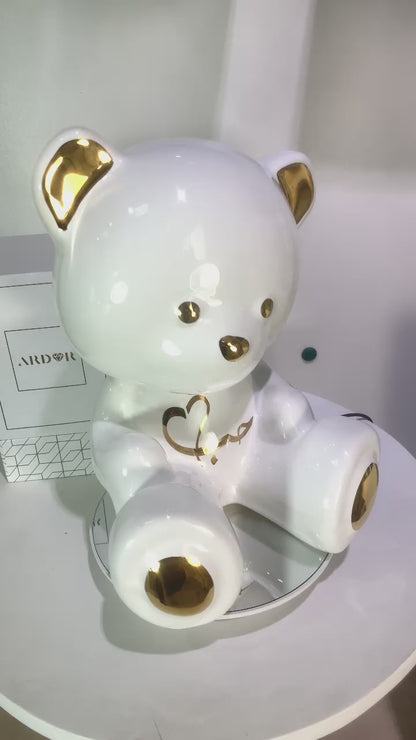 ARDOR - Small Bear,  Arabic for I Love you, white and gold