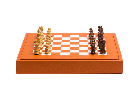 HECTOR SAXE Chess box - ORANGE leather Buffalo
