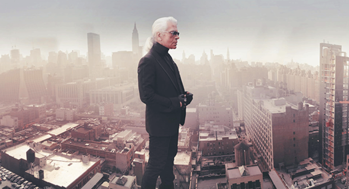 SIMON P - Portrait of Karl Lagerfeld, The Starrett Lehigh Building offices 2006 NYC