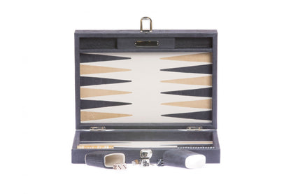 HECTOR SAXE Backgammon - PETROL leather alligator SMALL